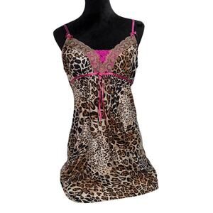 Linea Donatella Women’s Baby Doll Night Gown Small Animal Print Sexy Romantic